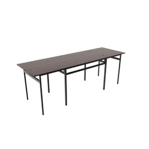 English Elm 6Pcs Extendable Dining Set Walnut Grain Top Matte Black Iron Frame Seats Six W3064S00017
