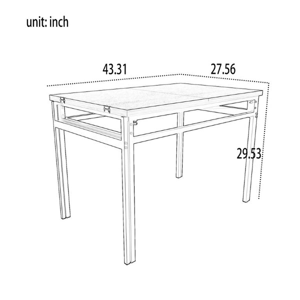 English Elm 6Pcs Extendable Dining Set Walnut Grain Top Matte Black Iron Frame Seats Six W3064S00017