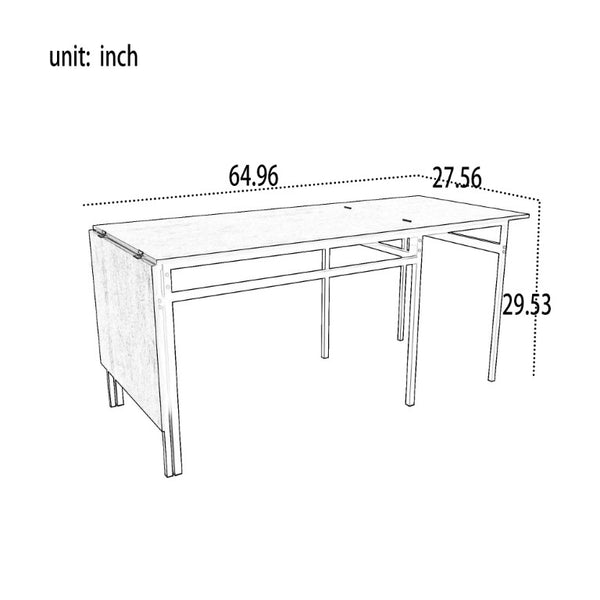 English Elm 6Pcs Extendable Dining Set Walnut Grain Top Matte Black Iron Frame Seats Six W3064S00017