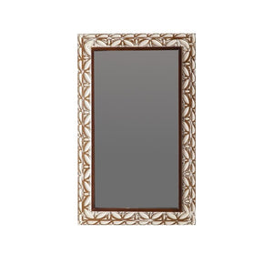English Elm 29.13×47.24 Ornate Floral Relief MDF Wall Mirror Bohemian Distressed Frame Bedroom Decor W3081P426445