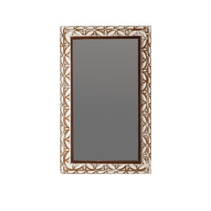 English Elm 29.13×47.24 Ornate Floral Relief MDF Wall Mirror Bohemian Distressed Frame Bedroom Decor W3081P426445