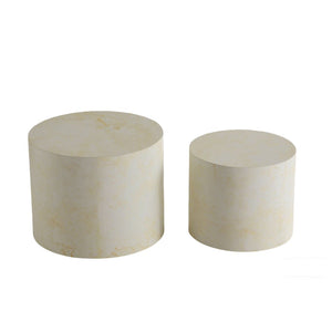 English Elm Nesting Coffee Tables Round Faux Concrete Finish Industrial Modern Accent Duo for Small Spaces W3081P440057