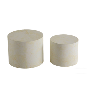English Elm Nesting Coffee Tables Round Faux Concrete Finish Industrial Modern Accent Duo for Small Spaces W3081P440057