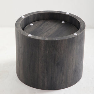 English Elm Nesting Coffee Tables Round Faux Concrete Finish Industrial Modern Accent Duo for Small Spaces Black Woodgrain W3081P440058