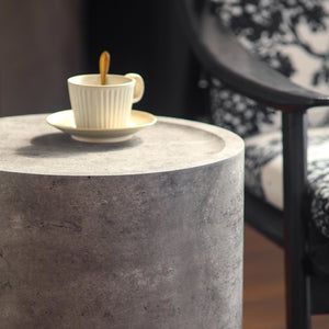 English Elm Modern Faux Concrete Round Side Table Fully Assembled MDF Accent for Any Room W3081P440122