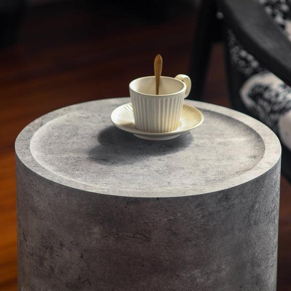 English Elm Modern Faux Concrete Round Side Table Fully Assembled MDF Accent for Any Room W3081P440122