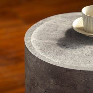 English Elm Modern Faux Concrete Round Side Table Fully Assembled MDF Accent for Any Room W3081P440122