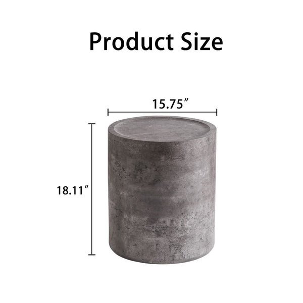 English Elm Modern Faux Concrete Round Side Table Fully Assembled MDF Accent for Any Room W3081P440122