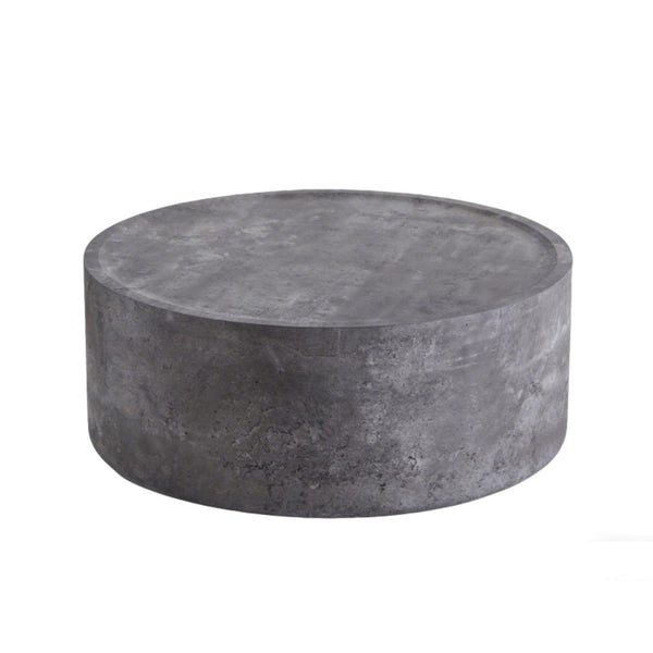 English Elm 31.5" Round Drum Coffee Table Faux Concrete Mdf Low Profile Modern Living Room Stone Gray W3081P440125
