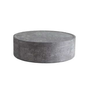 English Elm 39.37 Inch Round Drum Coffee Table Faux Concrete Finish Ready to Use Modern Loft Decor W3081P440126