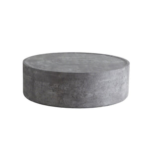 English Elm 39.37 Inch Round Drum Coffee Table Faux Concrete Finish Ready to Use Modern Loft Decor W3081P440126
