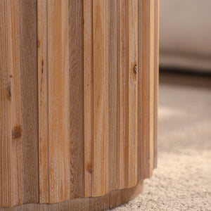 English Elm 19.7+27.5 Round Nesting Coffee Table Set Walnut Slatted Farmhouse Accent Pair W3081P444009