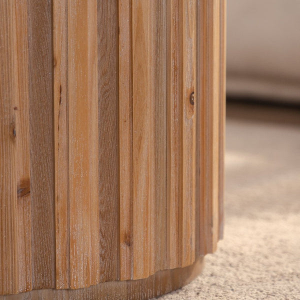 English Elm 19.7+27.5 Round Nesting Coffee Table Set Walnut Slatted Farmhouse Accent Pair W3081P444009