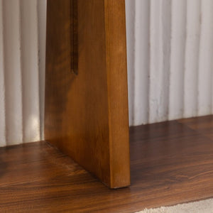 English Elm Walnut Grain MDF Console Table 55 Inch Slim Entryway Accent with Cross Beam Frame W3081P459148