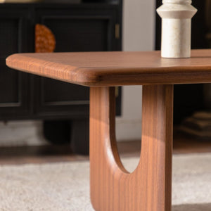 English Elm 47.24" Rectangular Walnut Wood Coffee Table with U-shaped Legs for Living Room W3081P459212