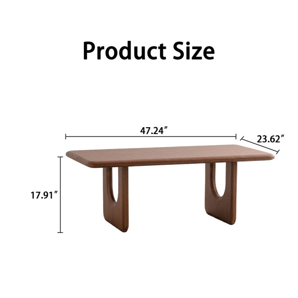 English Elm 47.24" Rectangular Walnut Wood Coffee Table with U-shaped Legs for Living Room W3081P459212