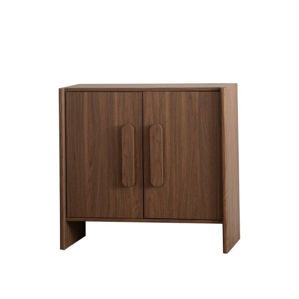 English Elm Wood MDF Walnut Grain Credenza with Soft Close Doors for Entryway or Living Room W3081P459254