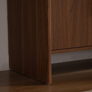 English Elm Wood MDF Walnut Grain Credenza with Soft Close Doors for Entryway or Living Room W3081P459254