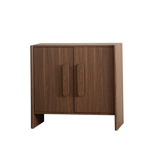 English Elm Wood MDF Walnut Grain Credenza with Soft Close Doors for Entryway or Living Room W3081P459254