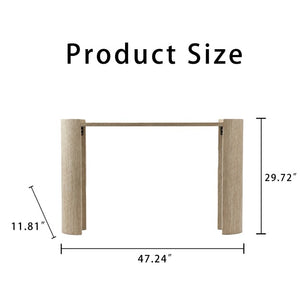 English Elm Wood Grain MDF Console Table 47 Inch Slim Entryway Accent with Sculpted U Legs W3081P489187