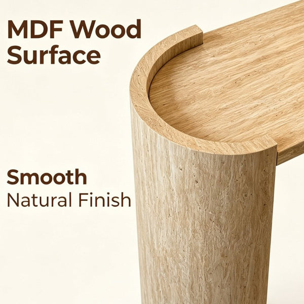 English Elm Wood Grain MDF Console Table 47 Inch Slim Entryway Accent with Sculpted U Legs W3081P489187