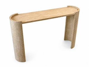 English Elm Wood Grain MDF Console Table 47 Inch Slim Entryway Accent with Sculpted U Legs W3081P489187