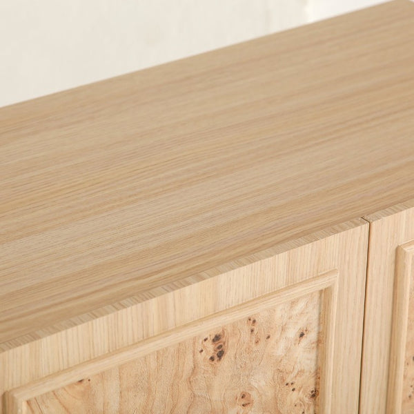 English Elm Burl-Pattern Melamine Sideboard with Dual Doors Light Oak Accent for Living Room W3081P502021