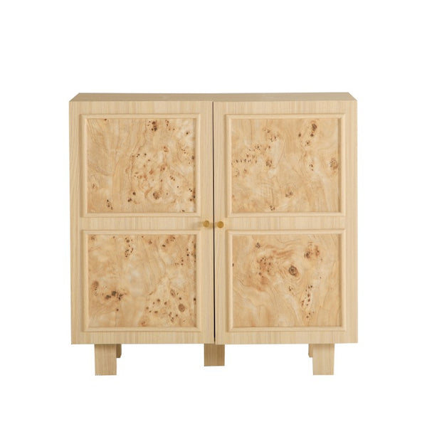 English Elm Burl-Pattern Melamine Sideboard with Dual Doors Light Oak Accent for Living Room W3081P502021