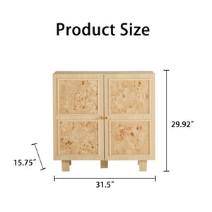 English Elm Burl-Pattern Melamine Sideboard with Dual Doors Light Oak Accent for Living Room W3081P502021