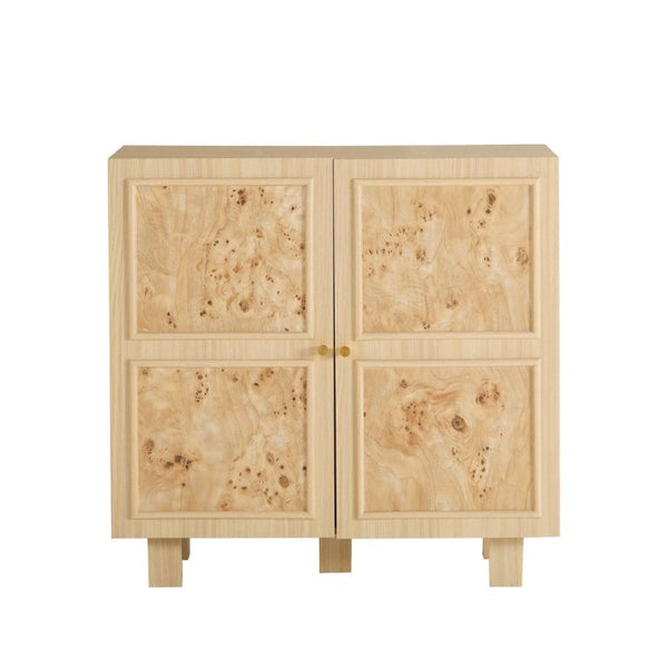 English Elm Burl-Pattern Melamine Sideboard with Dual Doors Light Oak Accent for Living Room W3081P502021