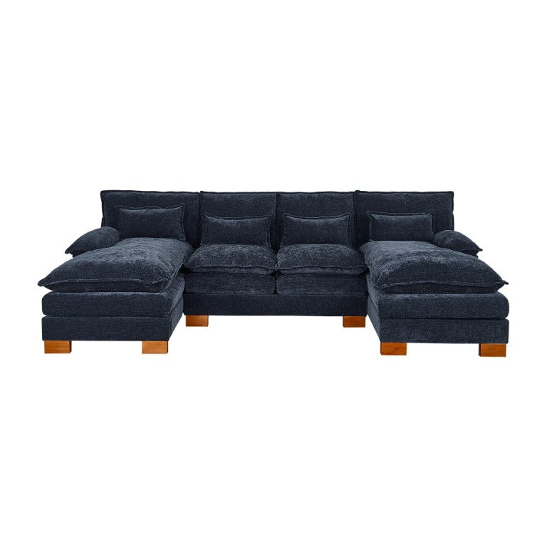 English Elm 2179 Chenille Upholstered Double Lounge Sofa with Solid Wood Legs for Living Rooms W308S00213