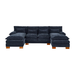 English Elm 2179 Chenille Upholstered Double Lounge Sofa with Solid Wood Legs for Living Rooms W308S00213