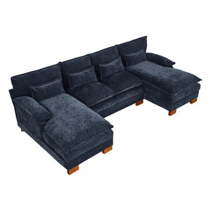 English Elm 2179 Chenille Upholstered Double Lounge Sofa with Solid Wood Legs for Living Rooms W308S00213