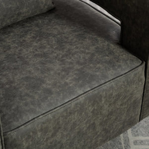 English Elm 28.9W Swivel Barrel Accent Chair Faux Leather Open Back with Weathered Rubberwood Base Gray W3098P439174