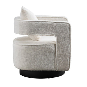 English Elm 29.13W Boucle Swivel Lounge Chair Open Back Sculptural Accent for Living Room Ivory W3098P439175