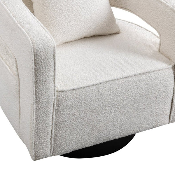English Elm 29.13W Boucle Swivel Lounge Chair Open Back Sculptural Accent for Living Room Ivory W3098P439175