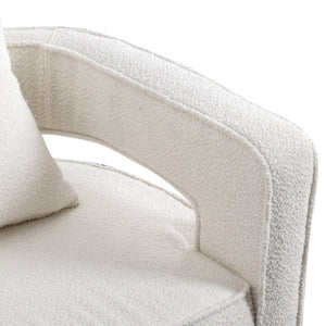 English Elm 29.13W Boucle Swivel Lounge Chair Open Back Sculptural Accent for Living Room Ivory W3098P439175