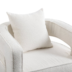 English Elm 29.13W Boucle Swivel Lounge Chair Open Back Sculptural Accent for Living Room Ivory W3098P439175
