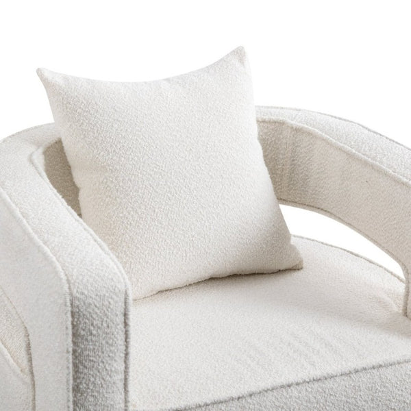 English Elm 29.13W Boucle Swivel Lounge Chair Open Back Sculptural Accent for Living Room Ivory W3098P439175