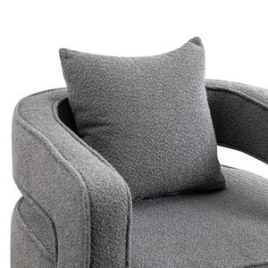 English Elm 29.13W Boucle Swivel Lounge Chair Open Back Sculptural Accent for Living Room Gray W3098P439177