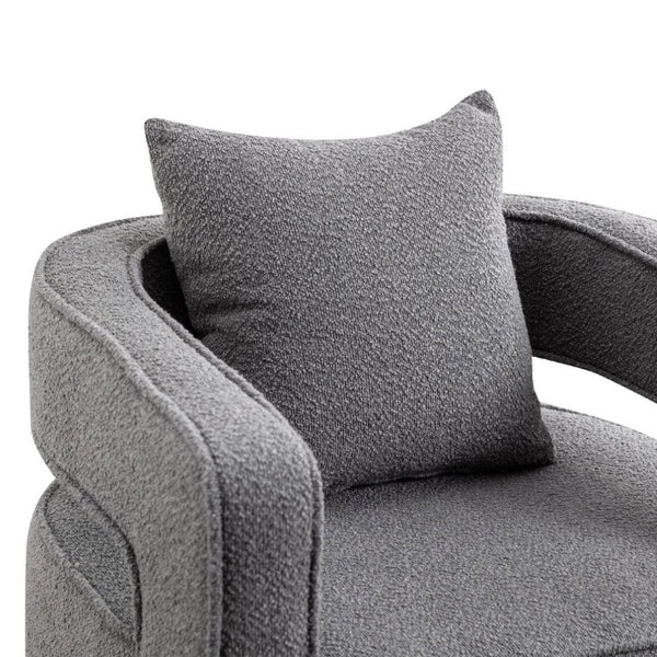 English Elm 29.13W Boucle Swivel Lounge Chair Open Back Sculptural Accent for Living Room Gray W3098P439177