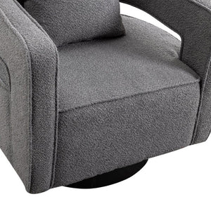 English Elm 29.13W Boucle Swivel Lounge Chair Open Back Sculptural Accent for Living Room Gray W3098P439177