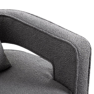English Elm 29.13W Boucle Swivel Lounge Chair Open Back Sculptural Accent for Living Room Gray W3098P439177