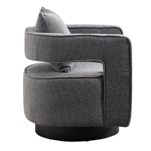 English Elm 29.13W Boucle Swivel Lounge Chair Open Back Sculptural Accent for Living Room Gray W3098P439177