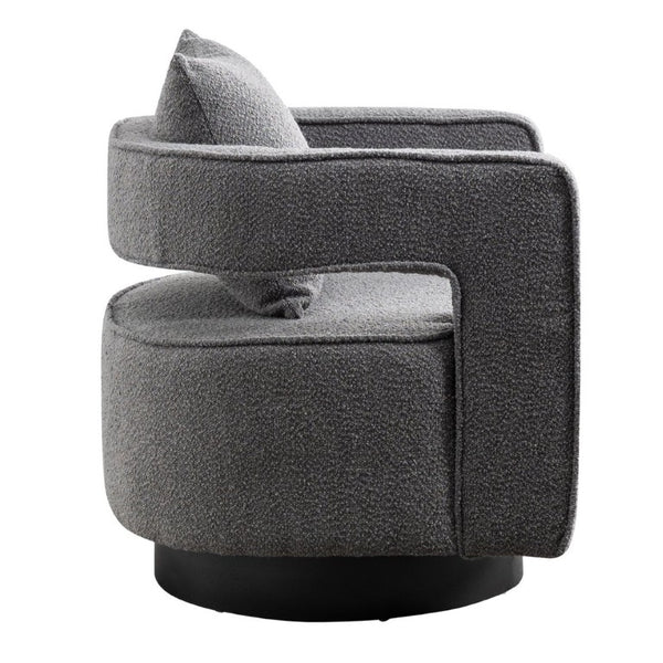 English Elm 29.13W Boucle Swivel Lounge Chair Open Back Sculptural Accent for Living Room Gray W3098P439177