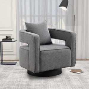 English Elm 29.13W Boucle Swivel Lounge Chair Open Back Sculptural Accent for Living Room Gray W3098P439177