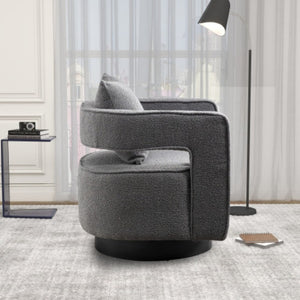 English Elm 29.13W Boucle Swivel Lounge Chair Open Back Sculptural Accent for Living Room Gray W3098P439177