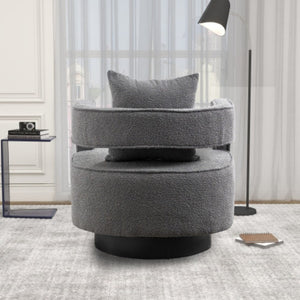 English Elm 29.13W Boucle Swivel Lounge Chair Open Back Sculptural Accent for Living Room Gray W3098P439177