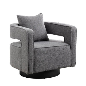 English Elm 29.13W Boucle Swivel Lounge Chair Open Back Sculptural Accent for Living Room Gray W3098P439177
