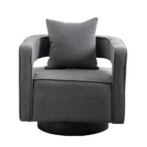 English Elm 29.13W Boucle Swivel Lounge Chair Open Back Sculptural Accent for Living Room Gray W3098P439177